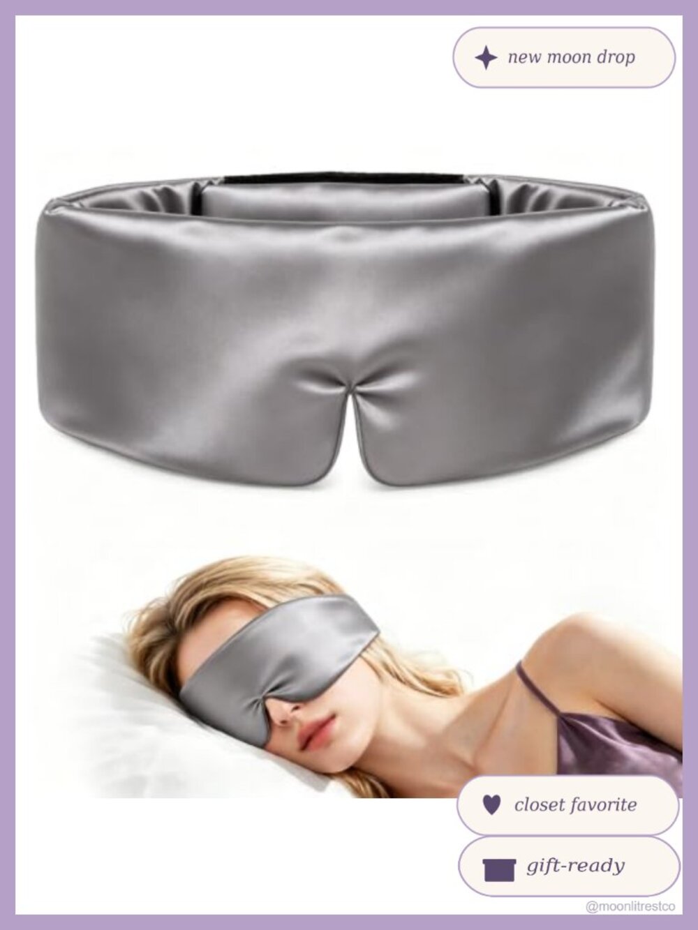 Silky Sleep Mask Blackout 3D Contour Adjustable Eye Mask for Travel & Sleep